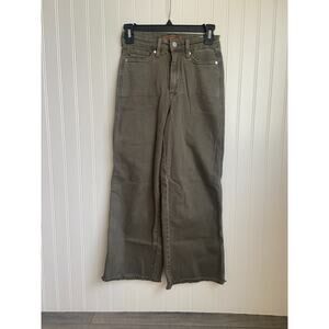 Judy Blue High Waist Crop Wide Leg Jeans Women’s 0/24 Stretch Green Distressed